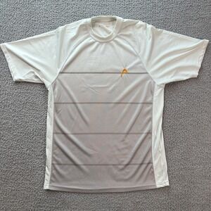 HEAD Mens Athletic T Shirt Mens S Short Sleeve Gray White Stripe Logo Tennis